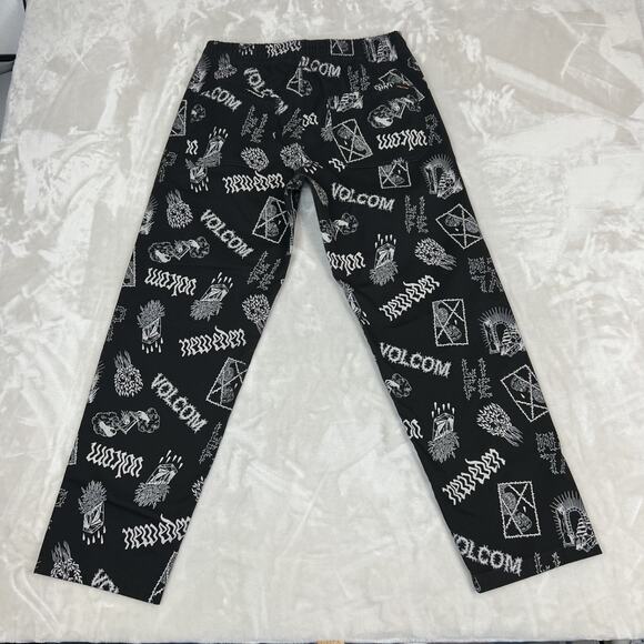 Volcom Pants Mens Small Black Elastic Waist Artist Vaderetro Skater Punk Y2K - Picture 10 of 12